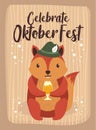 OktoberFest Cartoon Cute Animal Squirrel October Beer Festival - EichhÃÂ¶rnchen Bier Oktober Fest Funny Squirrel Vector Image