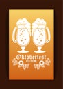 Oktoberfest celebration festival poster with beers cups