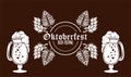 Oktoberfest celebration festival poster with beers cups