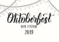 Oktoberfest celebration poster with hand made lettering. Beer festival. Sketch. Oktoberfest design for menu, poster, banner, flyer