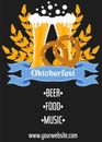 Oktoberfest celebration traditional decoration banner background. Bavarian glass beer illustration vector carnival invitation card