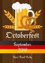 Oktoberfest celebration traditional decoration banner background. Bavarian glass beer illustration vector carnival invitation card