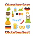 Oktoberfest Colorful Symbols Isolated