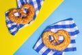 Oktoberfest concept - pretzels on a traditional napkin