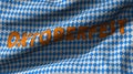 Oktoberfest. 3D rendering Flag made of blue checkered fabric with the words OKTOBERFEST
