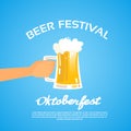 Oktoberfest Festival Hand Hold Glass Mug Beer