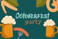 Oktoberfest festive banner background. German event beer festival