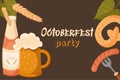 Oktoberfest festive banner background. German event beer festival