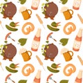 Oktoberfest festive elements seamless pattern background