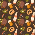 Oktoberfest festive elements seamless pattern background