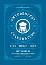 Oktoberfest flyer or poster retro typography template design beer festival celebration vector illustration Royalty Free Stock Photo