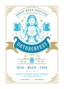 Oktoberfest flyer or poster retro typography template design beer festival celebration vector illustration Royalty Free Stock Photo