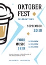 Oktoberfest flyer or poster retro typography template design beer festival celebration vector illustration Royalty Free Stock Photo