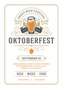 Oktoberfest flyer or poster retro typography vector template design willkommen zum invitation beer festival celebration