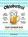 Oktoberfest flyer vector. Munich beer festival poster template. Retro style design with bavaria flag background Royalty Free Stock Photo