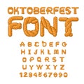 Oktoberfest font . Pretzel alphabet. Traditional German meal is