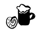 Oktoberfest food and drink grunge icon. Vector snacks illustration.