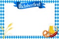 Oktoberfest frame - food and checkered background