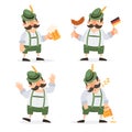 Oktoberfest. Funny cartoon characters in folk costumes of Bavaria celebrate and have fun at Oktoberfest beer festival. Royalty Free Stock Photo