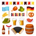 Oktoberfest german celebration flat vector illustrations set Royalty Free Stock Photo