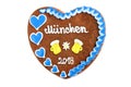 Oktoberfest 2018 Gingerbread heart with white isolated background