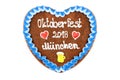 Oktoberfest 2018 Gingerbread heart with white isolated background