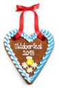 Oktoberfest 2018 Gingerbread heart with white isolated background