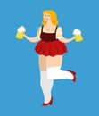 Oktoberfest girl and beer mug. National Beer Festival in Germany