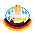 Oktoberfest girl and beer mug. National Beer Festival in Germany