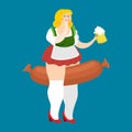 Oktoberfest girl and beer mug. National Beer Festival in Germany