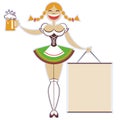 Oktoberfest girl with glass of beer and paper foer