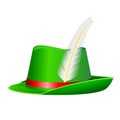 Traditional hunter green hat with feather