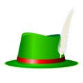 Traditional hunter green hat with feather