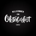 Oktoberfest greeting banner with lettering on black background.