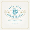 Oktoberfest Greeting card or Flyer on textured background. Beer festival celebration.