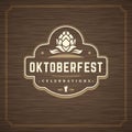 Oktoberfest Greeting card or Flyer on textured background. Beer festival celebration.