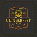 Oktoberfest Greeting card or Flyer on textured background. Beer festival celebration.