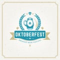 Oktoberfest Greeting card or Flyer on textured background. Beer festival celebration.