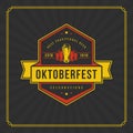 Oktoberfest Greeting card or Flyer on textured background. Beer festival celebration.
