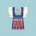 Oktoberfest hand drawn flat color vector icon with lettering