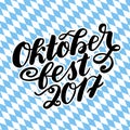 Oktoberfest 2017 hand drawn lettering. Vector lettering illustration on white. Template for Traditional German