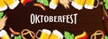 Oktoberfest header or banner design with illustration of beer mu