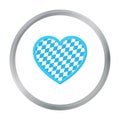 Oktoberfest heart icon in cartoon style isolated on white background.