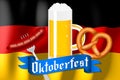 Oktoberfest - beer, pretzel, sausage Royalty Free Stock Photo