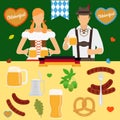 Oktoberfest icons. Germany beer festival Octoberfest icon vector set Royalty Free Stock Photo