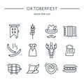 Oktoberfest icons line set.