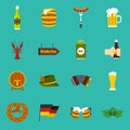 Oktoberfest icons set, flat style