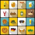 Oktoberfest icons set, flat style Royalty Free Stock Photo