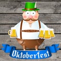 Oktoberfest illustration - waiter holding beers
