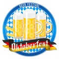 Oktoberfest illustration - beers, flag of Germany